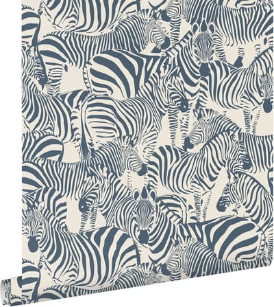 ESTAhome behang zebra's donkerblauw - 50 x 900 cm - 132213