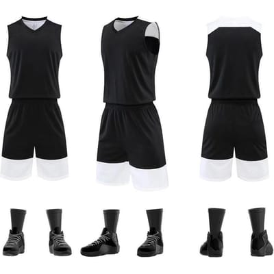 Maillots de Basket-ball Hommes et Femmes Maillots de Classe Maillots Athlétiques Respirants Association de Couleurs Étudiantes Maillots de Compétition Maillots d'Entraînement 5XL noir