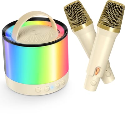 Karaoke Machine voor Kinderen – Karaoke-machine met 2 draadloze microfoons, Mini Bluetooth Speaker met 2 Draadloze Microfoons