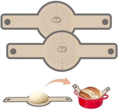 ZYLARO Siliconen Bakmat - 2 Stuks Bakmat Voor Nederlandse Oven - vaatwasserbestendig - Lange Handvatten Deeg Mat - sling bakmat - Voor Airfryer, Oven En Magnetron - grijs