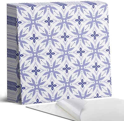 Coloray Plaktegels - Geometrisch patroon met bloemen Portugese Tegels - 30 cm x 30 cm - Blauw Plaktegels - 9 stuks - Vierkant PVC Tegels - Plaktegels Keuken - Zelfklevende Vloertegels - Vinyl Tegels Zelfklevend - Zelfklevende Tegels