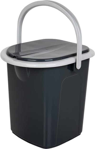 RONN® Toiletemmer Met Deksel - Toiletemmer - Emmer Met Deksel 5 Liter - Nachtemmer - Nachtemmer Met Deksel - Zwart - 38cm x 35cm x 37cm
