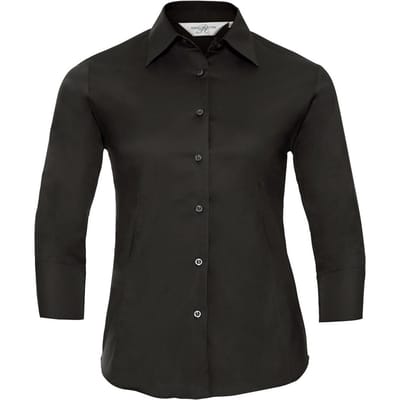 Russell Collection Dames/Dames Easy-Care 3/4 mouw Formeel Overhemd (Zwart)