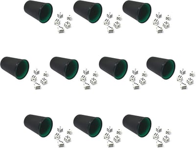 Set van 10 dobbelstenen breekers zwart met elk 5 dobbelstenen
