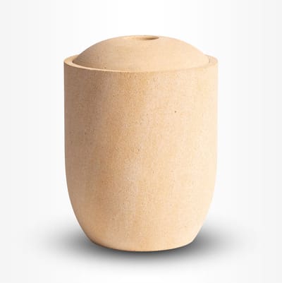 Bio Urn Kalksteen Groot 3,7 liter Beige Creme - Urn voor Menselijke As - Crematie Urn voor As Volwassenen