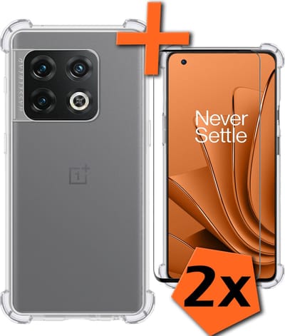 Hoes - Met Screenprotector - 2 Stuks - Geschikt voor OnePlus 10 Pro - Sterk & Shockproof - Siliconen Case - Back Cover - Telefoon Hoes - Shock Proof - Transparant