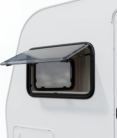 Zijraam voor Caravan, 700 x 400 mm, Zwart Schuifraam met Insectenbescherming, Ideaal voor Campers en Trailers