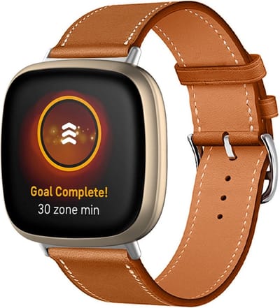 By Qubix geschikt voor Fitbit Versa 3 - Fitbit Versa 4 - Fitbit Sense 1 - Fitbit Sense 2 leren bandje - Bruin Smartwatchbandje bandje Armband Polsband Strap Band Watchband