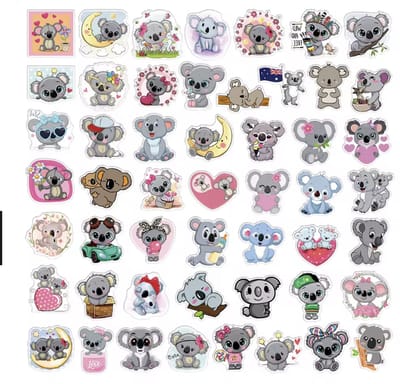 Koala Stickers - 50 Koalastickers - Vinyl - 50 stuks - Dierenstickers - Journalstickers - Scrapbooking - CHPN