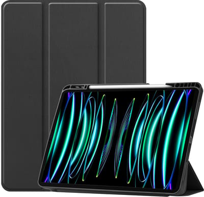 Hoesje Geschikt voor Apple iPad Pro (2022) - 11 inch - 4e generatie - Dun & Stevig - Trifold Bookcase - Hard Cover Case - Met Uitsparing Geschikt voor Apple Pencil - Hardcover Book - Tablet Hoes - Zwart