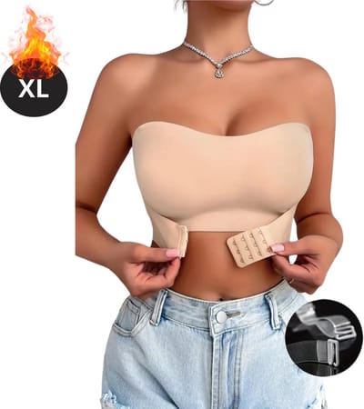 Bovista BH Zonder Beugel - Zonder Bandjes - Push-up Bh's - Comfort Beha - Comfortabel - Grote Sluiting - Beige - Maat XL