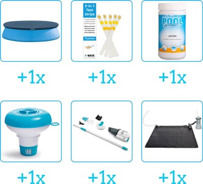 Zwembad Accessoirepakket voor Intex Easy Set Zwembad - 305x61 cm - Rond - Opblaasbaar - Met filterpomp - Intex - 28118GN - 6-delig