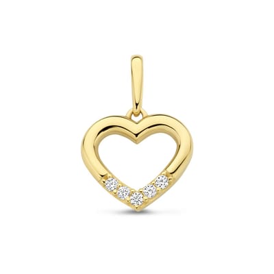 New Bling - 9NBG-0946 - 14K geelgouden hanger – hartvorm – met zirkonia