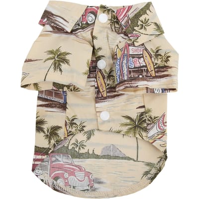 Hawaïaanse Hondenshirts Huisdier Zomer Koel T-shirt met Kokosboomprint voor Honden Katten BeigeL L(for 6.5-9kg) beige