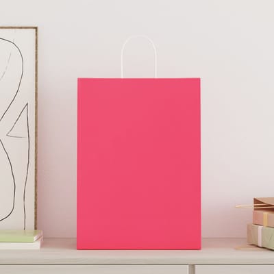 vidaXL - Papieren - zakken - 250 - st - met - hengsels - 32x17x44 - cm - roze