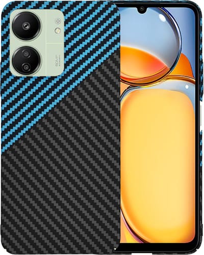 Hoesje geschikt voor Xiaomi Redmi 13C 4G/5G / Xiaomi Poco C65 - Techsuit Carbonite FiberShell Carbon Back Cover - Blauw/Zwart