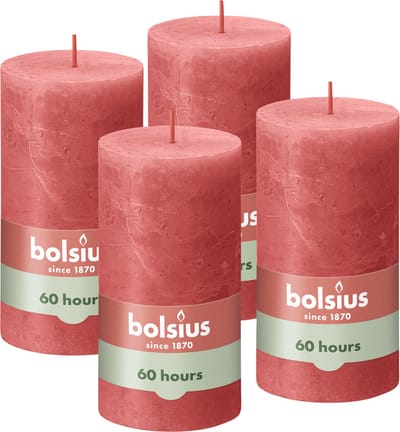Bolsius - Rustieke Kaars - 4 Stuks - Roze - 13cm