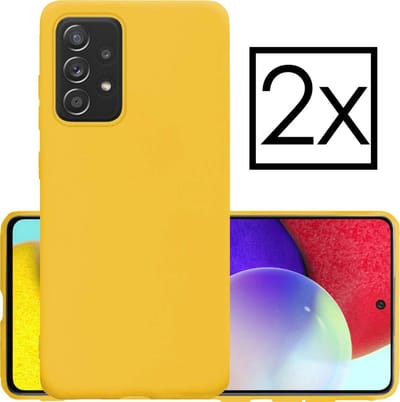 Hoesje - 2 Stuks - Geschikt voor Samsung Galaxy A52 - Sterk & Shockproof - Case Siliconen - Back Cover - Telefoon Hoes - Geel