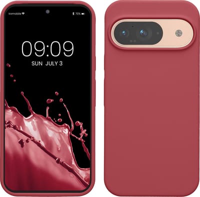 kwmobile hoesje geschikt voor Google Pixel 9 / Pixel 9 Pro case - Siliconen telefoonhoesje - Telefoon beschermhoes - Smartphone cover in donkerroze