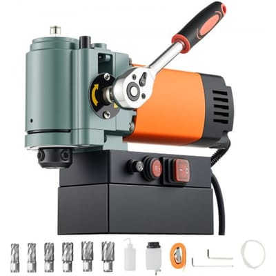 VEVOR Low Profile Magnetische Boormachine, 1300W, 35mm Boordiameter, 10000N Vermogen, Draagbare Magnetische Boormachine met Weldon Schacht, voor Metalen Oppervlakken, Industrie, Doe-Het-Zelf