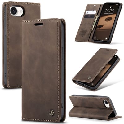 CaseMe Hoesje - Geschikt voor iPhone 16e / 17e Hoesje - CaseMe 013 Book Case - Donkerbruin