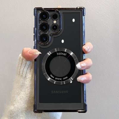 Luxe Plating Magnetische Draadloze Oplaadhoes Voor Samsung S25 S24 Ultra S23 FE S22 Plus Transparante Schokbestendige Camera Beschermhoes For S25 Ultra