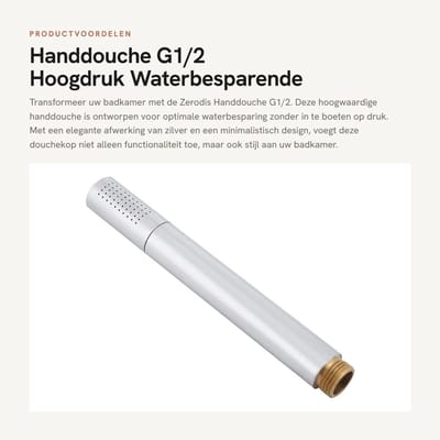 Dailygoods- Douchekop Hoge Druk - Handdouche - G1/2 Aansluiting - Waterbesparend - Koper - 19,2 x 2,3 cm