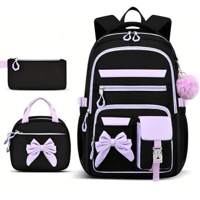 Sac à dos mignon pour étudiant 3 pièces/set Sac d'école primaire Lapins et Sable mouvant Kawaii Sac à dos pour étudiant Sac à main pour adolescentes Rucksack