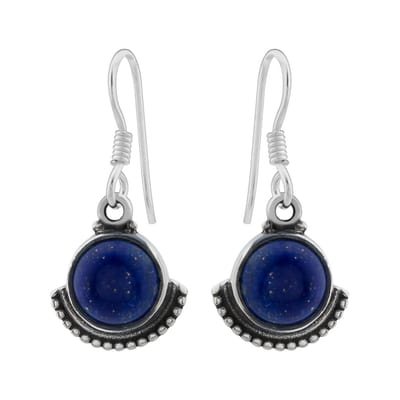 WeLoveSilver - Zilveren oorhangers - lapis lazuli - bolletjesrand