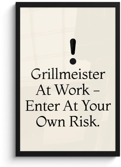 Poster in lijst - Fotolijst 40x60 cm - Posters - Grill - Uitroepteken - Zwart - Tekst - Posterlijst zwart - Decoratie - Wanddecoratie woonkamer - Muurdecoratie slaapkamer