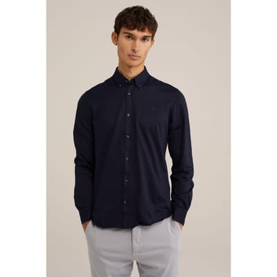 We Fashion Shirt Dark Blue Maat: S | Zakelijke Overhemden Outlet | Heren | Blauw