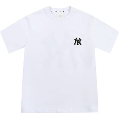 MLB New York Yankees Grote Print Vintage Ronde Hals Korte Mouw T-shirt Unisex Tops Wit 31TS03131-50W S white