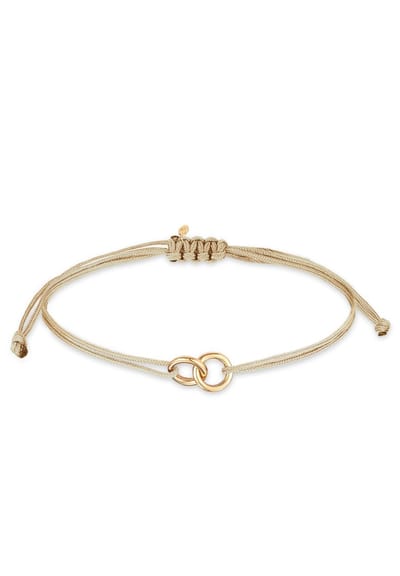 Elli - Armband - Dames cirkel geo minimaal met nylon bruin in 925 sterling zilver verguld - Dames