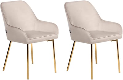 LOVERNA - Eetkamerstoel set van 2 - Beige - Fluweel