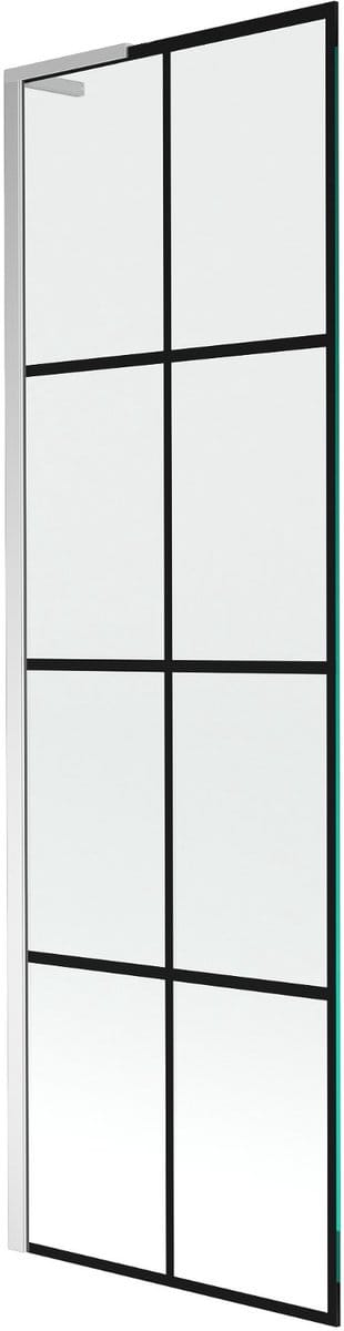 Mexen Next L badwand scherm 1-delig 60 x 150 , zwart raster, chroom - 895-060-000-03-77-01