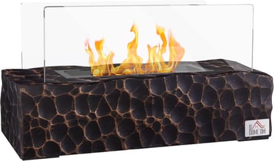 Bio-ethanol tafelhaard - Sfeerhaard met glazen veiligheidspaneel - 0.15L brander - 33x16x18 cm - Zwart