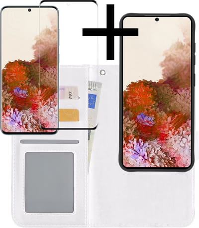 Hoesje - 2 in 1 - Geschikt voor Samsung Galaxy S20 - Met Screenprotector - En Uitneembare Hard Cover - Bookcase - Wallet Case - Met Pasjeshouder - Book Case - Uitneembaar - Pashouder - Kunstleer - Wit