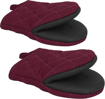 Ovenwanten, pannenlap handschoen, 260°C ovenwanten hittebestendig met antislip siliconen greep en ophanglusje, oven kookhandschoenen set, dikke keukenhandschoenen, bakhandschoenen