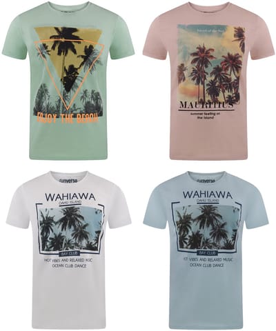 riverso Heren T-Shirt RIVLukas 4 Pack regular fit Veelkleurig S Ronde Hals Volwassenen - gemaakt van 100% katoen