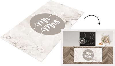 Keukenloper - Loper keuken - Spreuken - Mr Mrs - Quotes - Huwelijk - 120x60 cm - Keukenloper vinyl