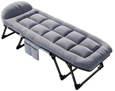 Dailygoods Campingbed, gewatteerd campingbed, opvouwbaar campingbed, reisbed met kussen en tas, katoen en linnen (190 x