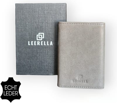 Leerella Pasjeshouder Uitschuifbaar - Kaarthouder - Creditcardhouder - RFID - Echt Leer Grijs – 10 tot 12 Pasjes + Briefgeld - RFID Creditcardhouder - Incl met luxe Cadeaubox - Valentijnsdag - Verjaardag - Cadeautjes - Moederdag - Vaderdag