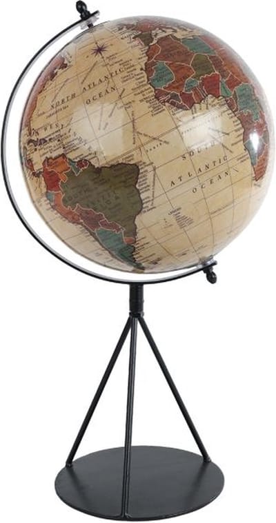 Wereldbol World L beige/zwart mango 20x23x40cm