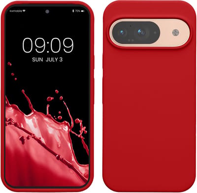 kwmobile hoesje geschikt voor Google Pixel 9 / Pixel 9 Pro case - Siliconen telefoonhoesje - Telefoon beschermhoes - Smartphone cover in kersrood