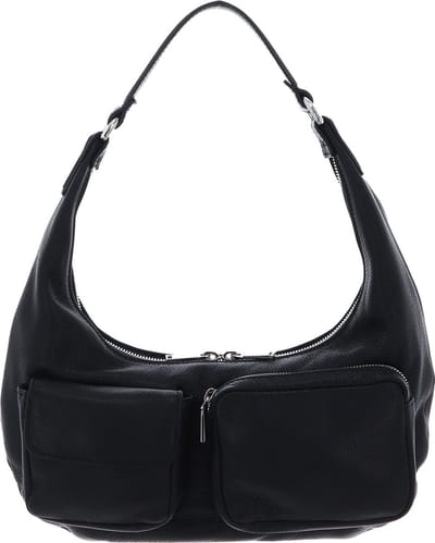 abro Leren Schoudertas Leather Dalia Hobo Bag Black / Nickel Zwart