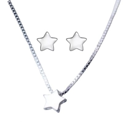 2 Delig -Ster -Ketting Oorbellen Zilver- Charme Bijoux