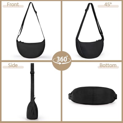 Girl Dames halve maan crossbody schoudertas, casual Moon Bag effen draagbare handtas nylon halve maan crossbody tas schoudertas met verstelbare schouderriem