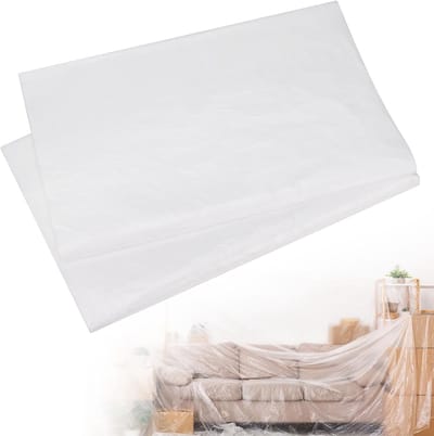 Set van 2 Cover Film voor Schilderen - 4 x 5 m Dikke Schilderfolie - Schildertarpaulin - Transparante Bouwfolie van PE - Grote Tarpaulin voor Schilderen - Renovatie - Tuin