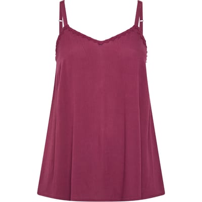Yours Rode Vesttop Met Geborduurde Bloemenafwerking Size 42