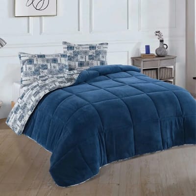 NORDIC SCHILLER Dekbed - 4-Seizoenen & Dubbelzijdig - Ultiem Comfort - Machinewasbaar - 155 cm x 215 cm - Indigo